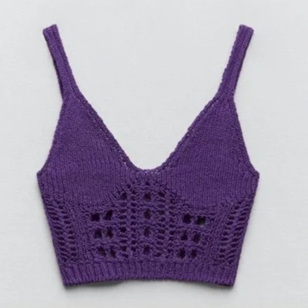 Zara purple crochet knit top